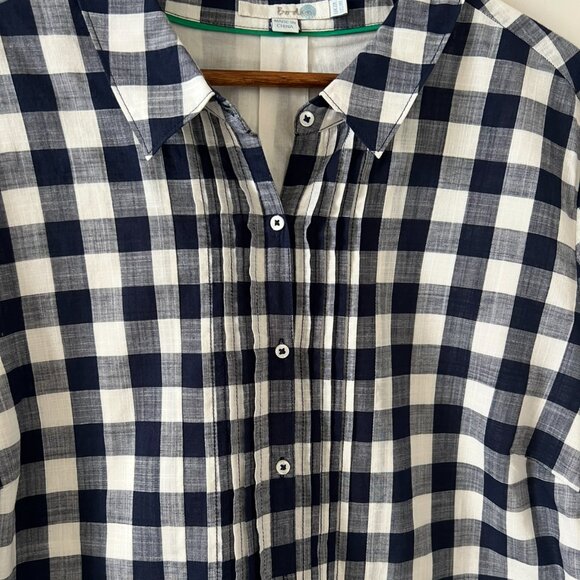 Boden Blue & White Gingham Pintuck Dress Size 18 - Picture 6 of 14